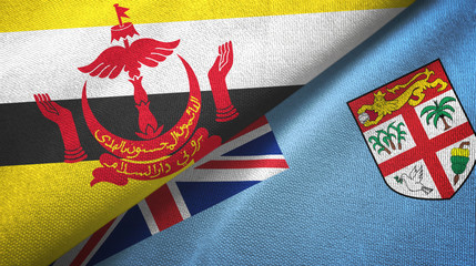 Brunei and Fiji two flags textile cloth, fabric texture