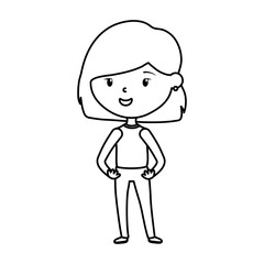 cute young woman standing cartoon character