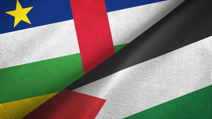 Central African Republic and Palestine two flags textile cloth, fabric texture