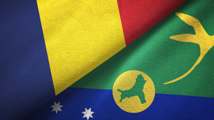 Chad and Christmas Island two flags textile cloth, fabric texture