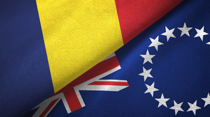 Chad and Cook Islands two flags textile cloth, fabric texture