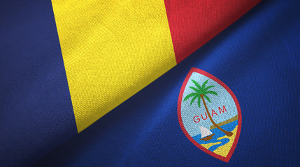 Chad and Guam two flags textile cloth, fabric texture