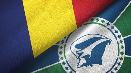 Chad and Martinique two flags textile cloth, fabric texture