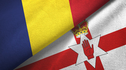 Chad and Northern Ireland two flags textile cloth, fabric texture