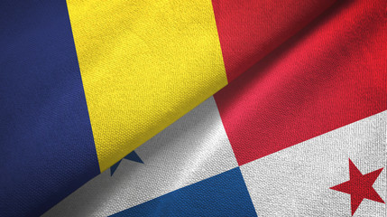 Chad and Panama two flags textile cloth, fabric texture