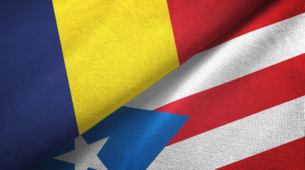 Chad and Puerto Rico two flags textile cloth, fabric texture