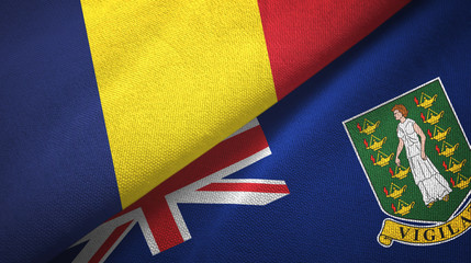 Fototapeta premium Chad and Virgin Islands British two flags textile cloth, fabric texture