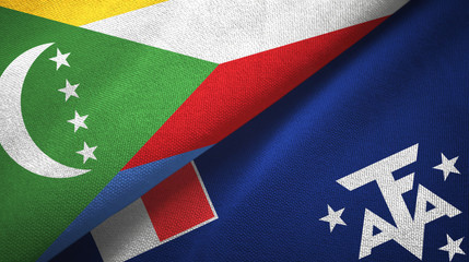 Comoros and French Southern and Antarctic Lands two flags textile cloth