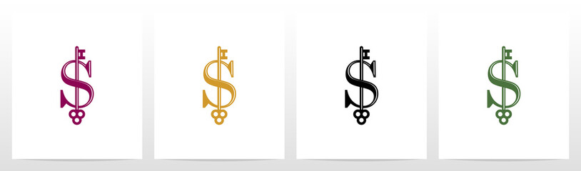 Fototapeta premium Door Key On Letter Logo Design S