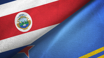 Costa Rica and Aruba two flags textile cloth, fabric texture