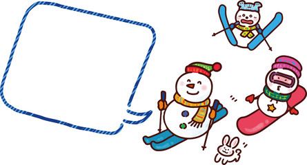 寒中見舞い・雪だるま　文字無し