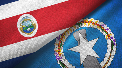 Costa Rica and Northern Mariana Islands two flags textile cloth, fabric texture