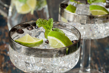 Gin and Tonic with Lime and Juniper Berries
