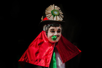 Mexican Carnival, mexican dancers with bright mexican folk costumes in Mexico