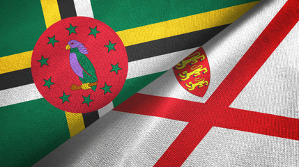 Dominica and Jersey two flags textile cloth, fabric texture