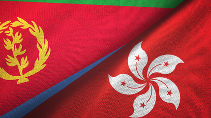 Eritrea and Hong Kong two flags textile cloth, fabric texture