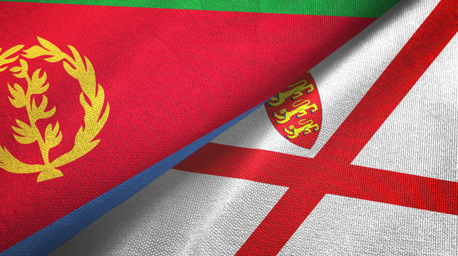 Eritrea and Jersey two flags textile cloth, fabric texture