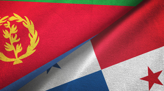 Eritrea and Panama two flags textile cloth, fabric texture