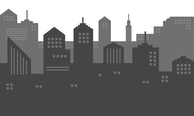 City town of silhoutte in black and white shadow