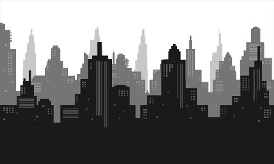 City vector background with colour black and white