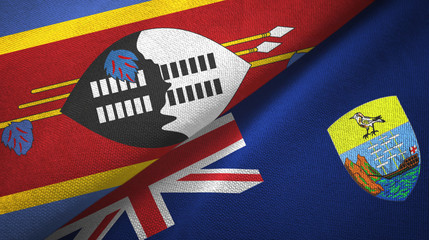 Eswatini and Saint Helena two flags textile cloth, fabric texture