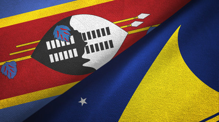 Eswatini and Tokelau two flags textile cloth, fabric texture