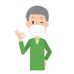 おじいさん　予防　マスク　咳　風邪　OK