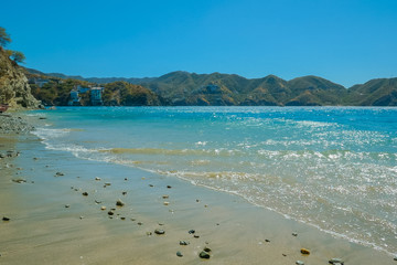 Beautiful tropical coast of the Caribbean Sea in Colombia