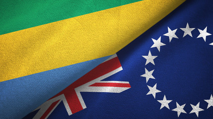 Gabon and Cook Islands two flags textile cloth, fabric texture
