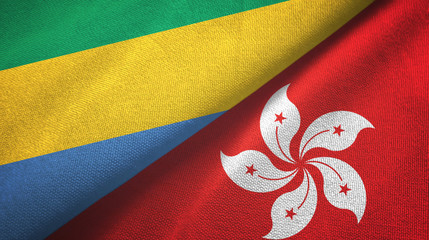 Gabon and Hong Kong two flags textile cloth, fabric texture