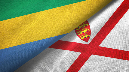 Gabon and Jersey two flags textile cloth, fabric texture
