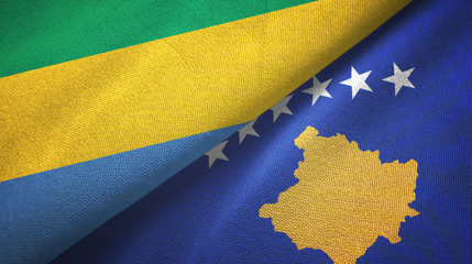 Gabon and Kosovo two flags textile cloth, fabric texture