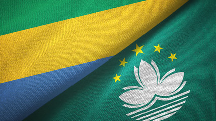 Gabon and Macau two flags textile cloth, fabric texture
