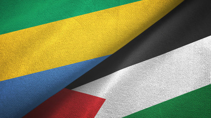 Gabon and Palestine two flags textile cloth, fabric texture