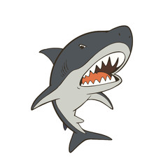 鋭い歯を見せるクールなサメのキャラクターイラスト