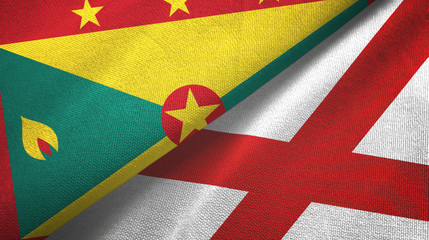 Grenada and Northern Ireland two flags textile cloth, fabric texture