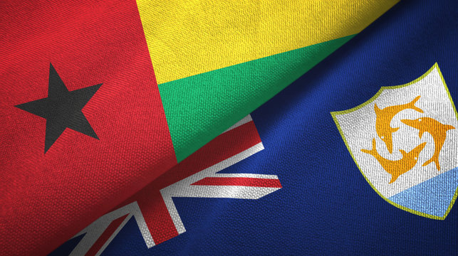 Guinea-Bissau and Anguilla two flags textile cloth, fabric texture