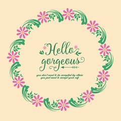 Crowd of seamless leaf and flower frame, for elegant hello gorgeous card concept. Vector