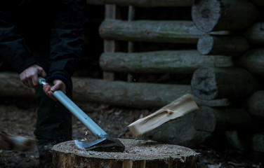 Chopping firewood midair