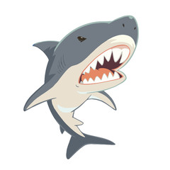 鋭い歯を見せるクールなサメのキャラクターイラスト