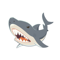 鋭い歯を見せるクールなサメのキャラクターイラスト