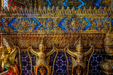 Architectural details of the Grand Palace in Bangkok, Thailand