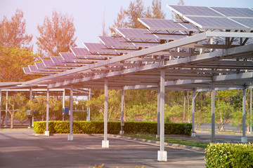 Solar power panels installed on the roof of the parking lot. Which is the most efficient use Due to the limited area.