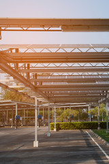 Solar power panels installed on the roof of the parking lot. Which is the most efficient use Due to the limited area.