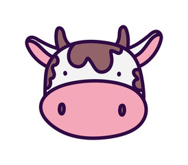 cute cow face livestock farm animal cartoon