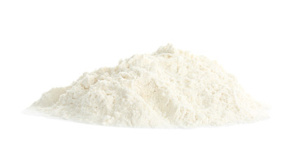 Fototapeta na wymiar Pile of organic flour isolated on white