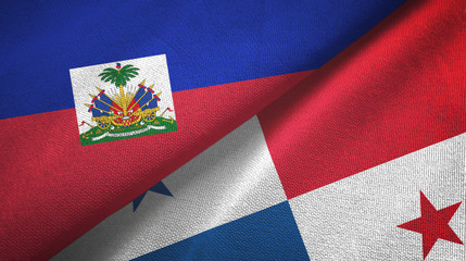 Haiti and Panama two flags textile cloth, fabric texture