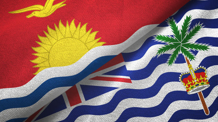 Kiribati and British Indian Territory two flags textile cloth, fabric texture