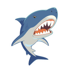 鋭い歯を見せるかわいいサメのキャラクターイラスト