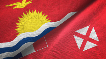 Kiribati and Wallis and Futuna two flags textile cloth, fabric texture
